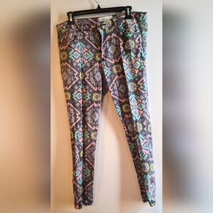 Rachel Roy Denim Floral Patterned Skinny Pants